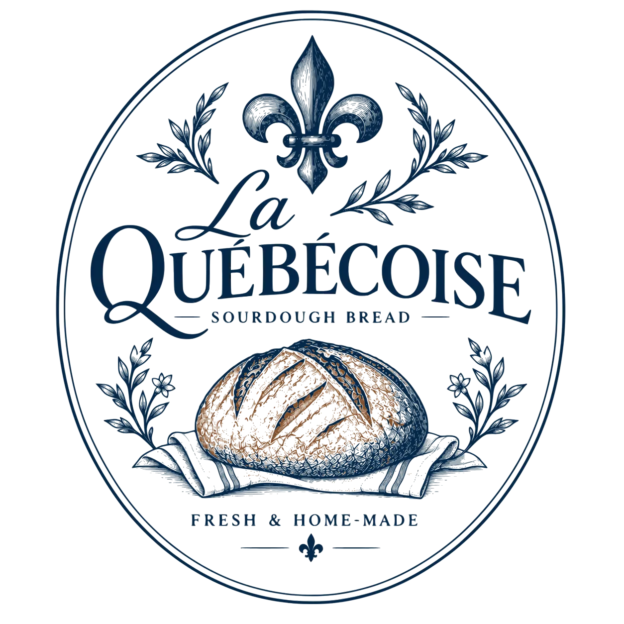 La Québécoise badge: a fleur-de-lis above a scored loaf